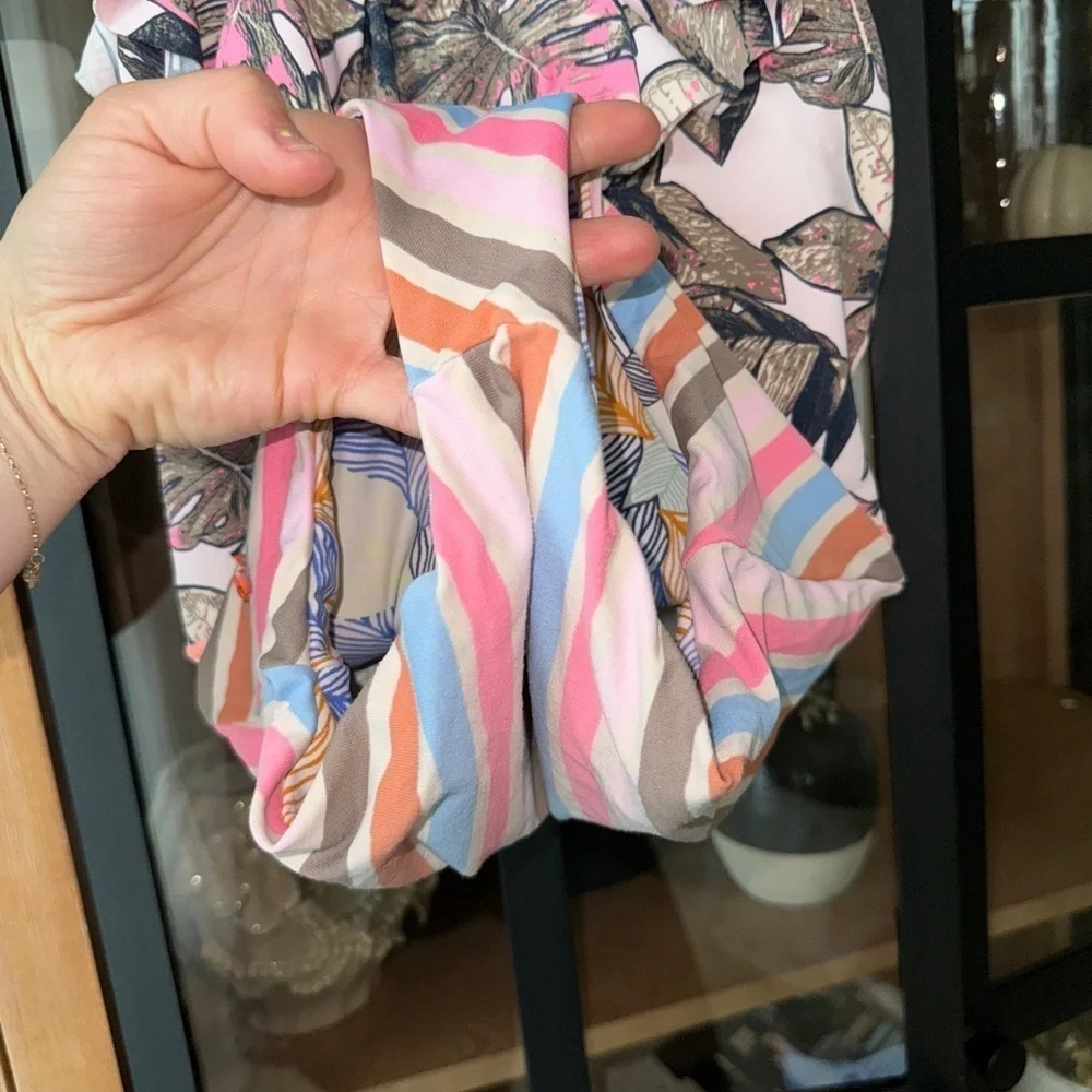 Maaji Cor de Rosa Girls Reversible Swimsuit one piece tween ruffle print stripes